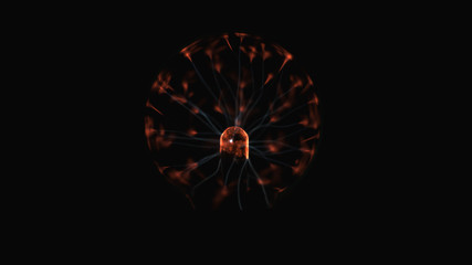 Poster - Electrostatic plasma sphere in the dark. Tesla coil - physics experiment