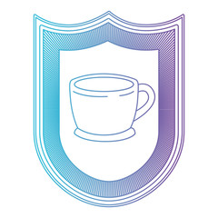 Poster - logo badge decorative of cup of coffee with handle gradient color silhouette from blue to purple vector illustration