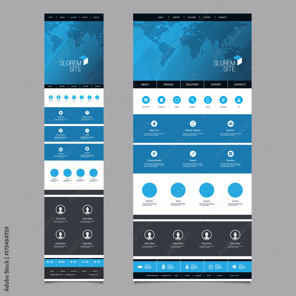 Header Responsive Responsive One Page Website Template - Header Design with World Map ...