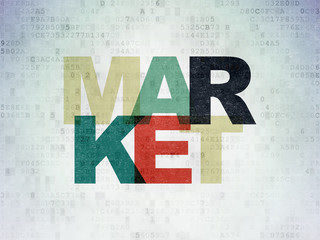 marketing concept: market on digital data paper background