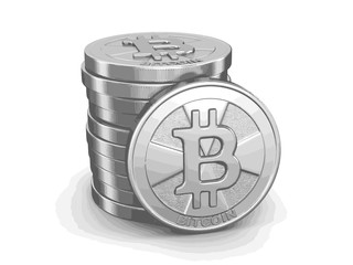 Poster - Silver bitcoin. Image with clipping path
