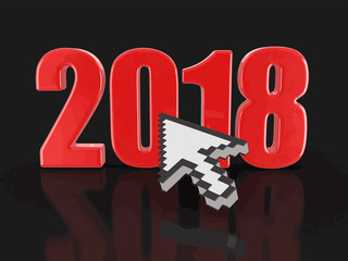 Fototapete - Cursor and 2018. Image with clipping path