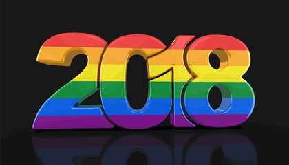 Poster - Gay Pride Color  New Year 2018. Image with clipping path.