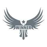 Fototapeta  - Winner wing logo, simple gray style