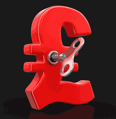 Poster - Pound Sign with winding key. Image with clipping path