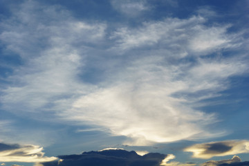 Wall Mural - dramatic beautiful sky with cloud and sun when twilight at dusk