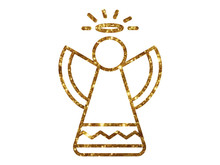 vector golden glitter Christmas angel line icon