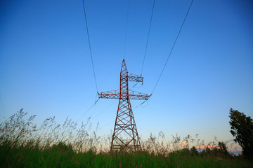 Look up High voltage of powertransmission towers