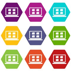 Poster - Desktop icon set color hexahedron