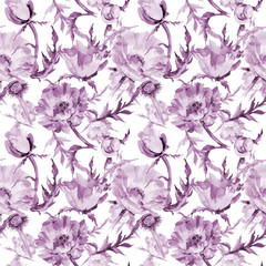  Wildflower poppy flower pattern in a watercolor style. Full name of the plant: red poppy. Aquarelle wild flower for background, texture, wrapper pattern, frame or border.