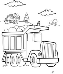 Wall Mural - Dump Truck Construction Vector Illustration Art