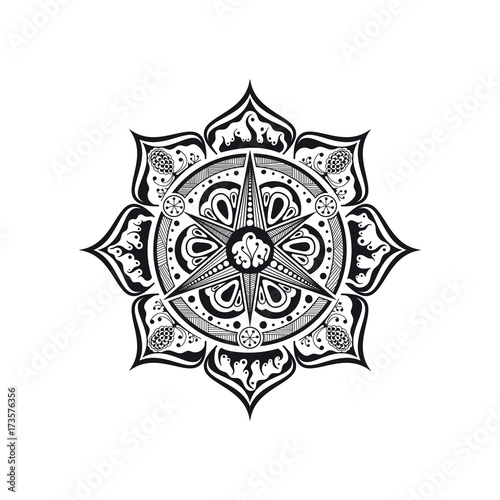 black and white mandala