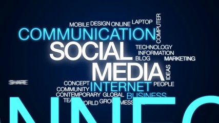 Wall Mural - Social media animated word cloud, text design animation.