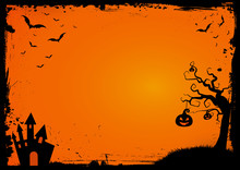 Halloween Element With Border And Background Template
