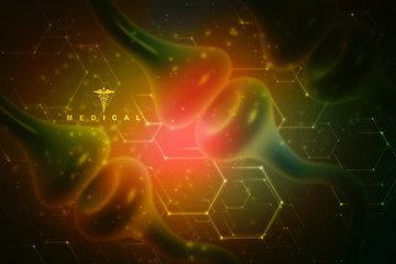 Poster - Synapse and Neuron cells sending electrical chemical signals. 3d rendering
