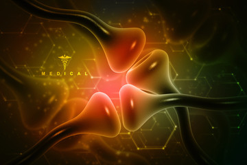 Poster - Synapse and Neuron cells sending electrical chemical signals. 3d rendering