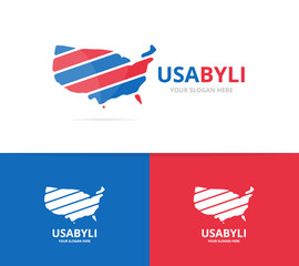 Sticker - Vector of usa logo combination. America and country symbol or icon. Unique united state logotype design template.