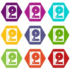 Poster - HDD icon set color hexahedron