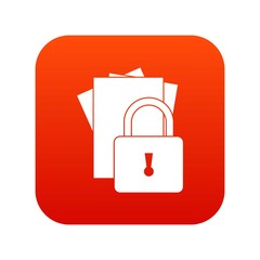 Poster - Folders with padlock icon digital red