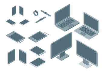 Poster - Technology Devices Set Isometric View. Vector