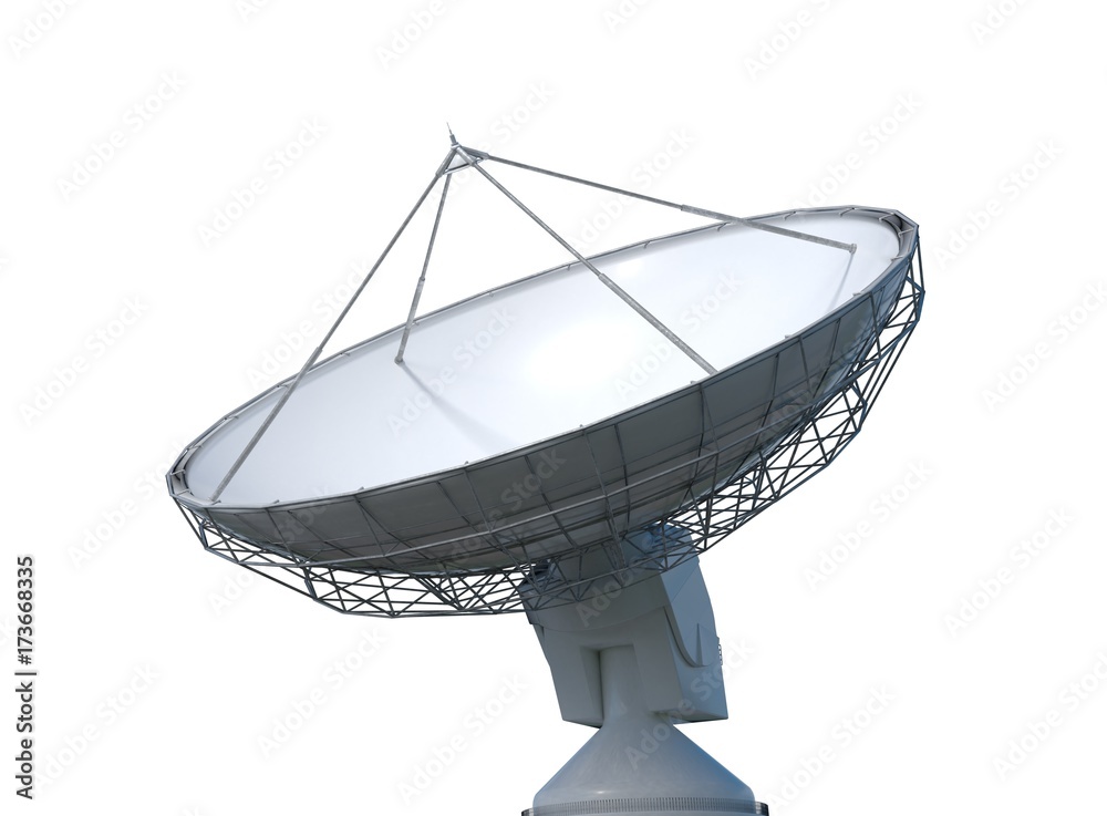 3D rendered illustration of satellite dish or radio antenna. Isolated ...