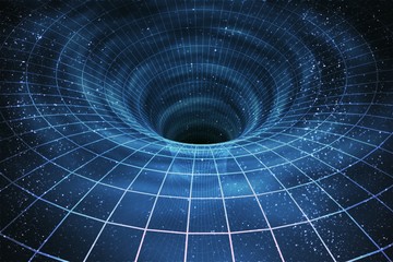 Wall Mural - singularity of massive black hole or wormhole. 3d rendered illustration of curved spacetime.