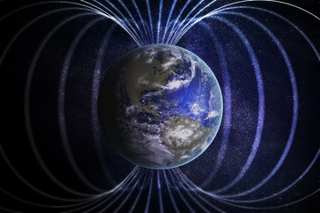 magnetosphere or magnetic field around earth. 3d rendered illustration.