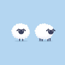 Sheep. Vector Illustration. Funny Cute Sheep Characters.