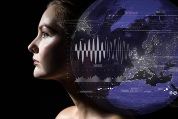 Aufkleber - AI(Artificial Intelligence) concept. Internet of Things and big data. Elements of this image furnished by NASA. 3D rendering.