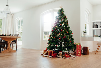 christmas celebrations with beautifully decorated christmas tree