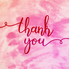 Wall Mural - thank you lettering, vector handwritten text, card template