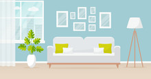 Interior Of The Living Room. Vector Banner.