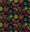 © jane55 - Hand drawn doodle pattern with sweet tropical fruits