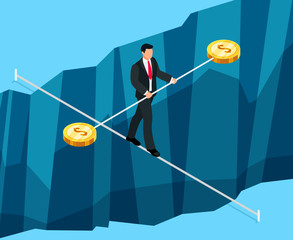 Isometric business concept of financial risks.