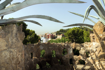 Wall Mural - View of the city from Park Guell in Park Guell