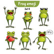 Vector set of cute frog characters. Set 4
