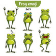 Vector set of cute frog characters. Set 5