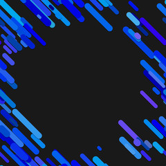 Poster - Color abstract random rounded diagonal stripe pattern background - vector graphic from blue stripes on black background