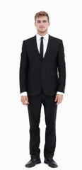 Poster - portrait in full length of serious young businessman.