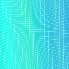Poster - Cyan dynamic abstract geometrical grid background - vector graphic from curved angular striped grid