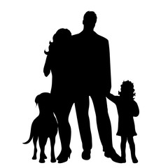 Poster - Vector silhouette of family on white background.