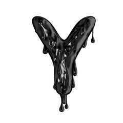 Wall Mural - Black dripping slime halloween capital letter Y