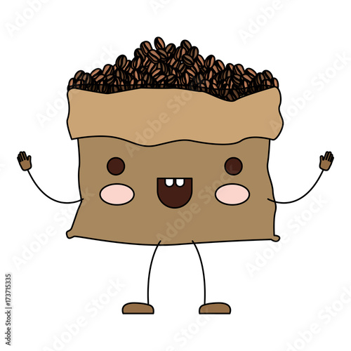 Bag With Coffee Beans Cartoon Colorful Silhouette Buy This Stock Vector And Explore Similar Vectors At Adobe Stock Adobe Stock