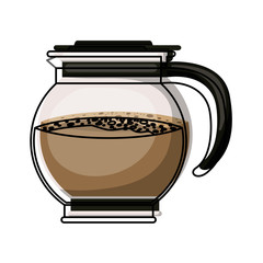 Canvas Print - rounded glass jar recipient of coffee with handle colorful watercolor silhouette