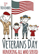 Veterans day greeting card with kids