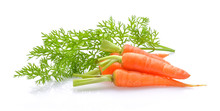 Carrot Vegetable With Leaves Isolated On White Background