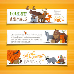 Wall Mural - Vector horizontal animal banners set.