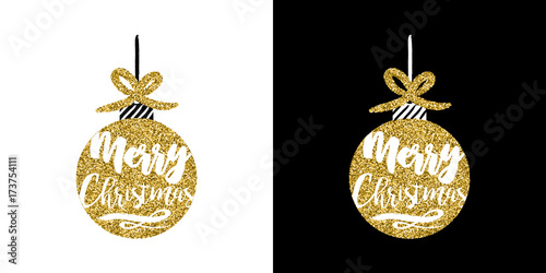 Fotografie, Obraz Christmas gold glitter hand drawn holiday quote