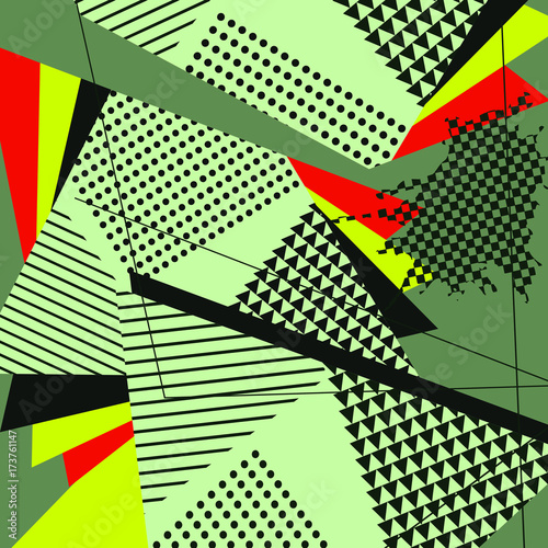 pop-art-streszczenie-geometryczny-wzor-zielony-kolaz