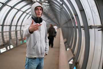 Wall Mural - a young man in a hoodie hip-hop